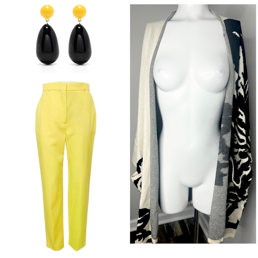 &Basic Cream Black Cardigan- Medium - Preloved - image 1